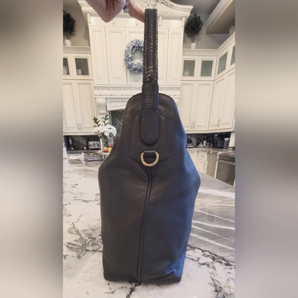 GUCCI authentic L deerskin leather hip shoulder bag, dark brown, bamboo close - Picture 6 of 16